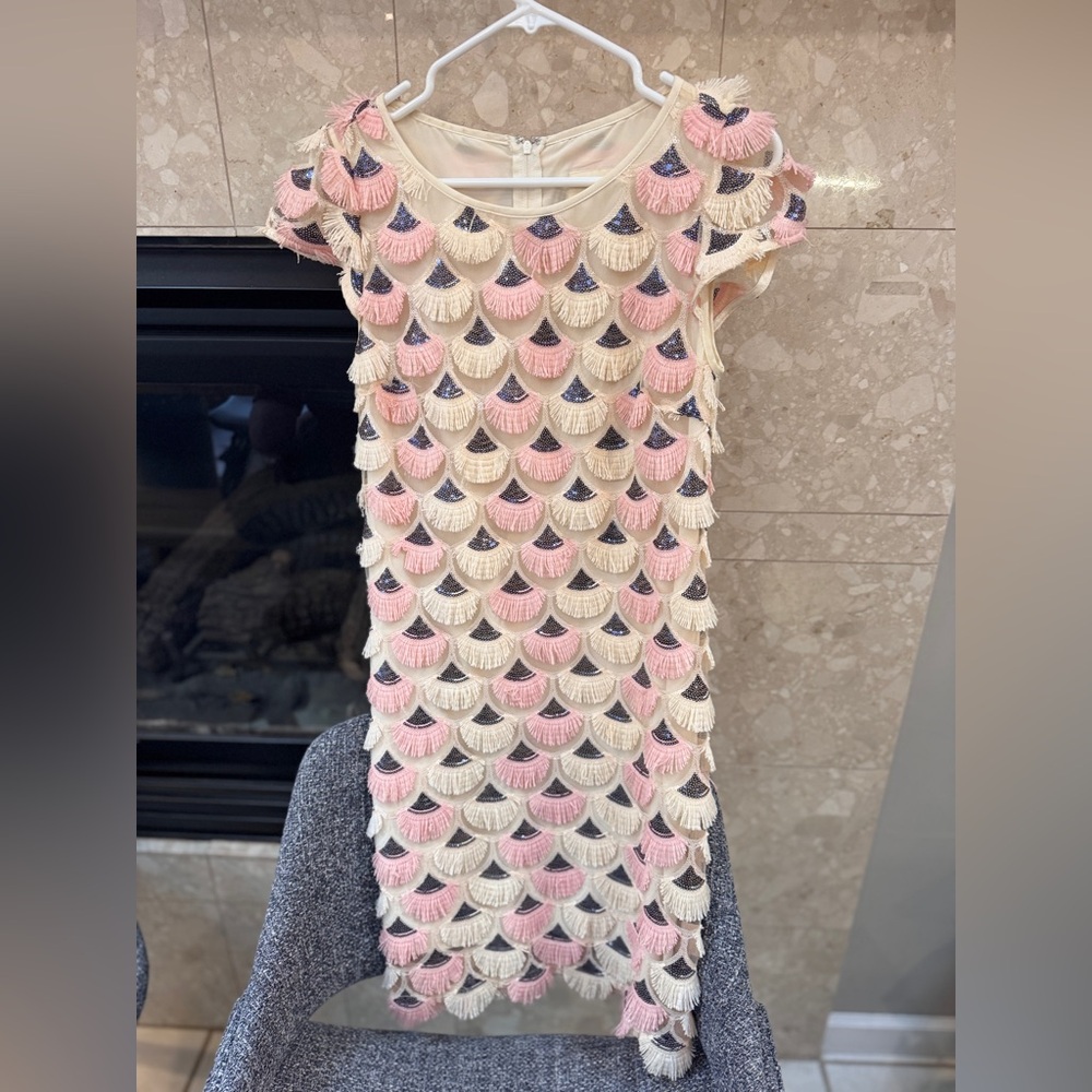 ModCloth Sequin Ivory & Pink dress S
